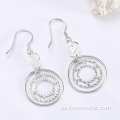 Joyas Boho Large Blanco CZ 925 Pendientes de Plata